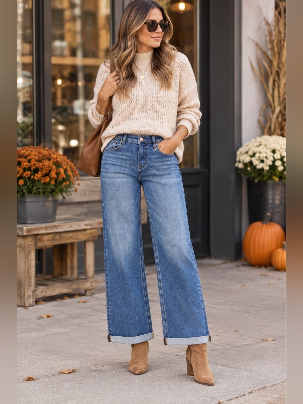RISEN Women's Straight Cuffed Jeans Relaxed Classic Stretch Clean HR Various NEW